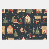 Feestelijk kerstmarktpatroon inpakpapier vel (Voorkant 2)