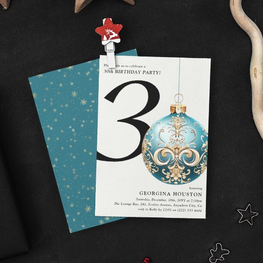 Feestelijk Kerstmis Bauble 30e Verjaardagsfeest Kaart