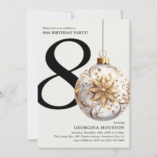 Feestelijk Kerstmis Bauble 80ste Verjaardagsfeest Kaart (Voorkant)