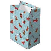 Feestelijk Kerstmis Dachtelhond Inpakpapier Medium Cadeauzakje (Voorkant Gekanteld)