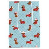 Feestelijk Kerstmis Dachtelhond Inpakpapier Medium Cadeauzakje (Achterkant)