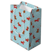 Feestelijk Kerstmis Dachtelhond Inpakpapier Medium Cadeauzakje (Achterkant Gekanteld)