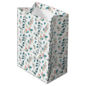 Feestelijk Kerstmis Hulst Rode Bessen Patroon Medium Cadeauzakje (Achterkant Gekanteld)
