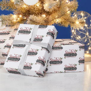 Feestelijk kerstmis kerstmannen werkplaats inpakpa cadeaupapier