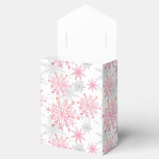 Feestelijk Kerstmis roze sneeuwvlok grijs feest Bedankdoosjes (Geopend)