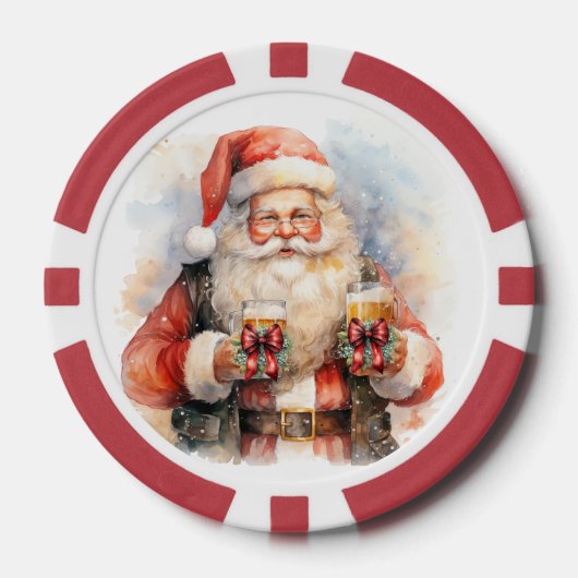 Feestelijk Kerstmis Santa gratis bier Poker Chips (Voorkant)