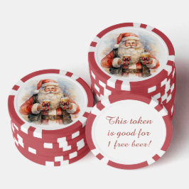 Feestelijk Kerstmis Santa gratis bier Poker Chips