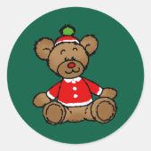 Feestelijk Kerstmis Teddybeerontwerp Ronde Sticker (Voorkant)