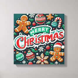 Feestelijk kerstontwerp met peperkoek mannen canvas afdruk