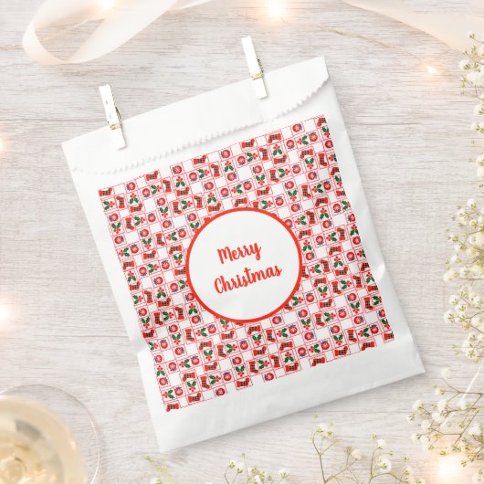 Feestelijk kerstpatroon bedankzakje (Geknipt)