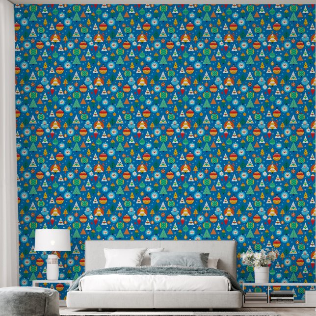 Feestelijk kerstpatroon behang (Slaapkamer)