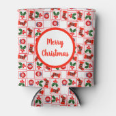 Feestelijk kerstpatroon blikjeskoeler (Voorkant)