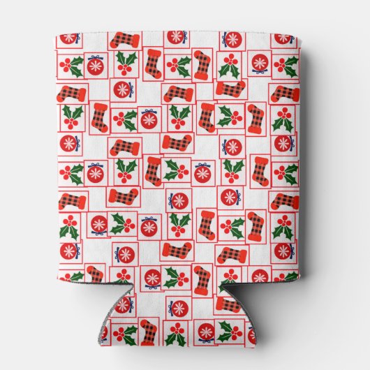 Feestelijk kerstpatroon blikjeskoeler (Achterkant)