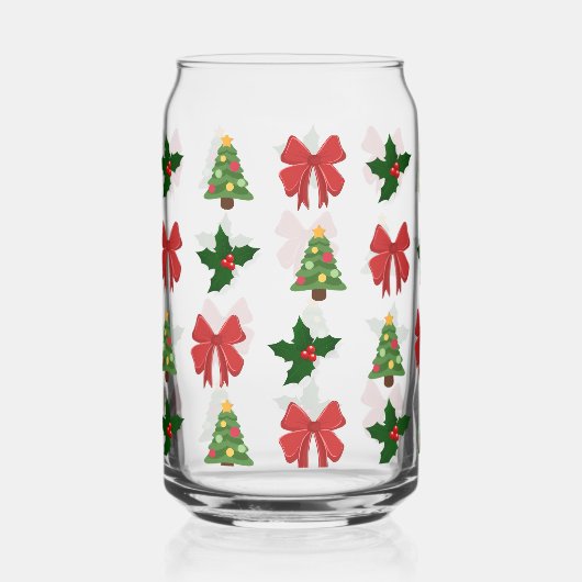 feestelijk kerstpatroon blikvorm glas (Voorkant)
