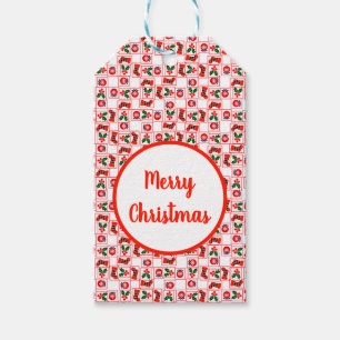 Feestelijk kerstpatroon cadeaulabel