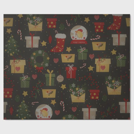 feestelijk kerstpatroon cadeaupapier (Vlak)