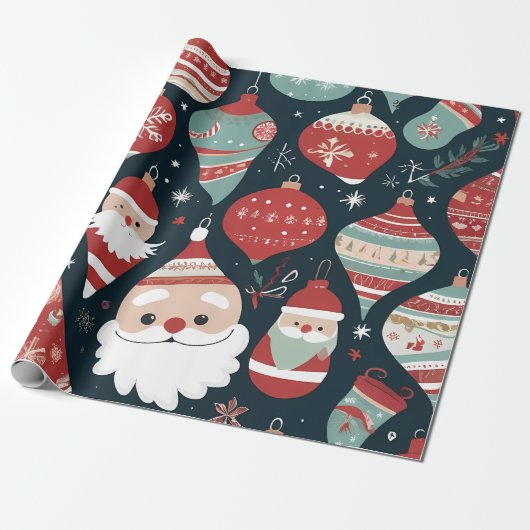feestelijk kerstpatroon cadeaupapier (Uitgerold)