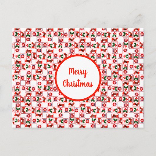 Feestelijk kerstpatroon feestdagenkaart (Voorkant)
