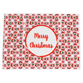 Feestelijk kerstpatroon groot cadeauzakje