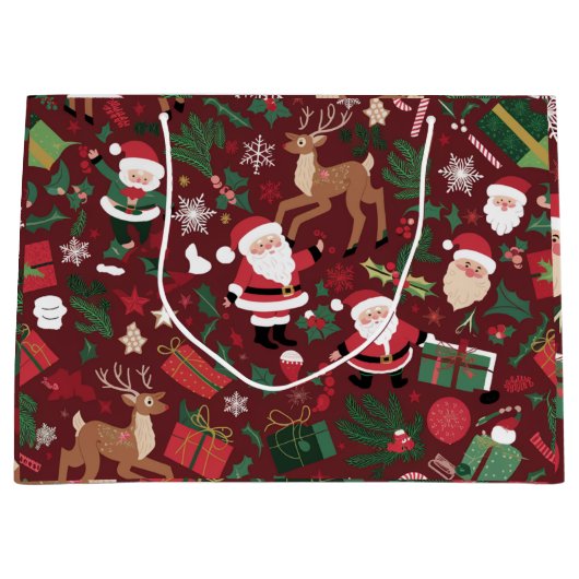 feestelijk kerstpatroon groot cadeauzakje (Voorkant)