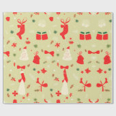 Feestelijk kerstpatroon in rood en crème cadeaupapier (Vlak)