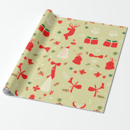 Feestelijk kerstpatroon in rood en crème cadeaupapier
