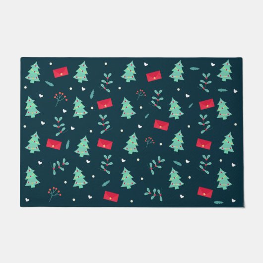 feestelijk kerstpatroon in rood en groen deurmat (Voorkant)