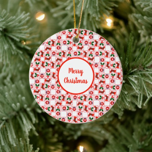 Feestelijk kerstpatroon keramisch ornament (Boom)