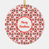 Feestelijk kerstpatroon keramisch ornament (Voorkant)