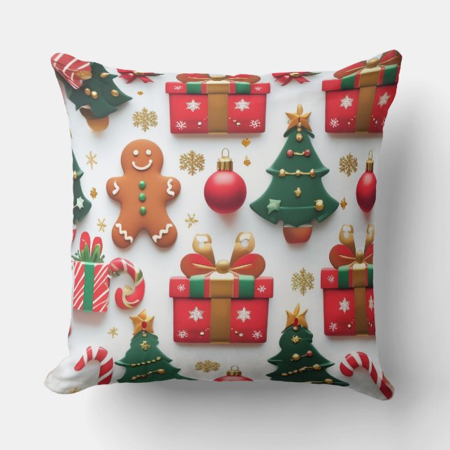 Feestelijk Kerstpatroon Kussen (Voorkant)
