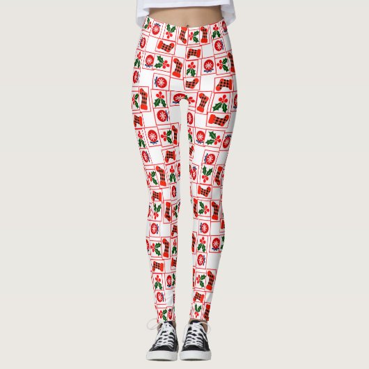 Feestelijk kerstpatroon leggings (Voorkant)