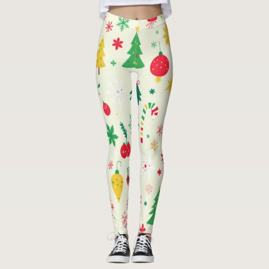 feestelijk kerstpatroon leggings (Voorkant)