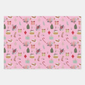 Feestelijk kerstpatroon met geschenken en Ornament Inpakpapier Vel (Voorkant)