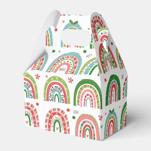 feestelijk kerstpatroon met moderne regenboogpatro bedankdoosjes (Achterkant)