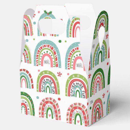 feestelijk kerstpatroon met moderne regenboogpatro bedankdoosjes (Geopend)