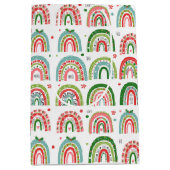 feestelijk kerstpatroon met moderne regenboogpatro medium cadeauzakje (Voorkant)