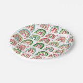 feestelijk kerstpatroon met moderne regenboogpatro papieren bordje (Gekanteld)