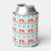 Feestelijk kerstpatroon met rendieren blikjeskoeler (Blikje Voorkant)