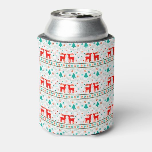 Feestelijk kerstpatroon met rendieren blikjeskoeler (Blikje Achterkant)