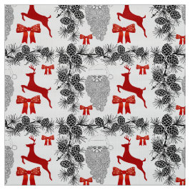 Feestelijk kerstpatroon met rendieren, pinecones stof