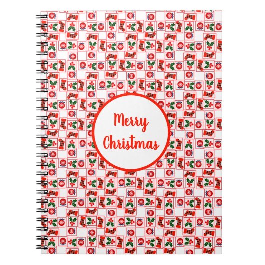 Feestelijk kerstpatroon notitieboek (Voorkant)
