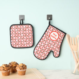 Feestelijk kerstpatroon ovenwant & pannenlap set