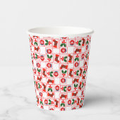 Feestelijk kerstpatroon papieren bekers (Achterkant)