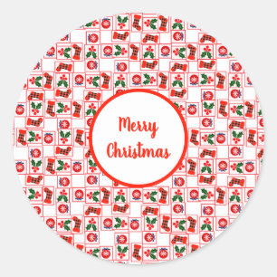 Feestelijk kerstpatroon ronde sticker