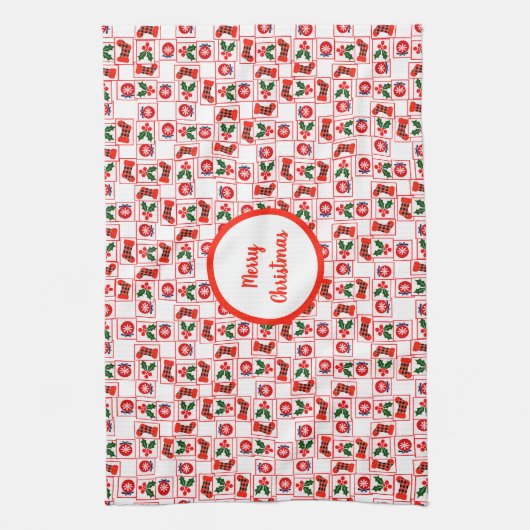 Feestelijk kerstpatroon theedoek (Verticaal)