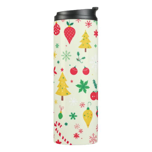 feestelijk kerstpatroon thermosbeker (Gedraaid links)