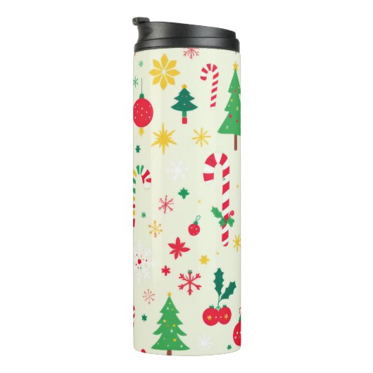 feestelijk kerstpatroon thermosbeker (Geroteerd rechts)