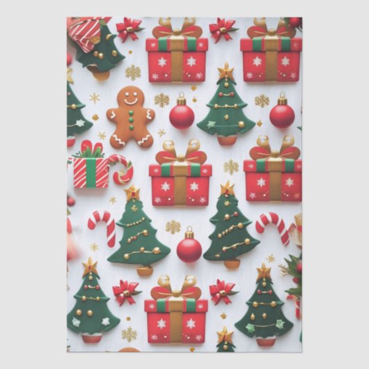 Feestelijk Kerstpatroon Tissuepapier (Voorkant)