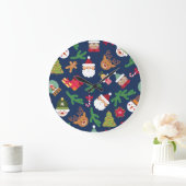 Feestelijk kerstpatroon, vakantieontwerp. grote klok (Huis)