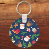 Feestelijk kerstpatroon, vakantieontwerp. sleutelhanger (Voorkant)